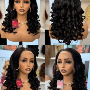 20 inch black curly human hair wig