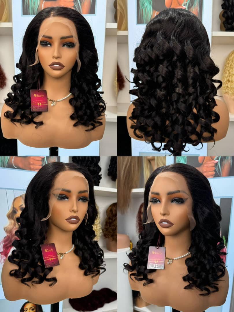 20 inch black curly human hair wig
