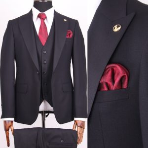 Mario Casas Turkish 3piece Black Suit For Men